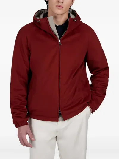 Paul & Shark Hooded Reversible Jacket In Red