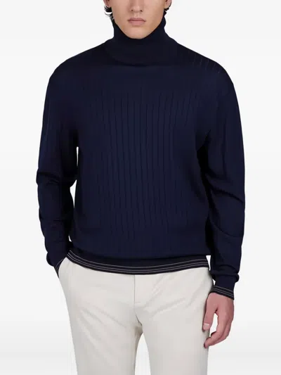 Paul & Shark Wool And Cashmere Turtleneck Sweater In Blue