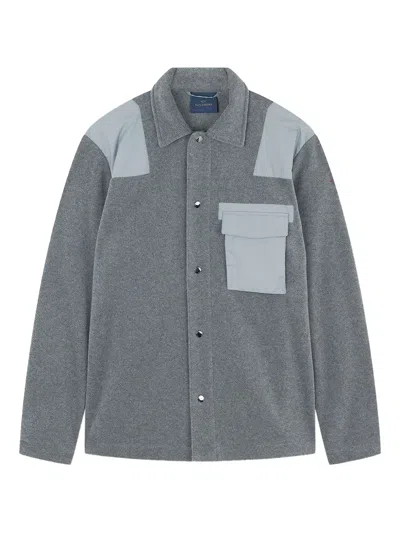 Paul & Shark Fleece Overshirt With Technical Fabric Inserts In Gray