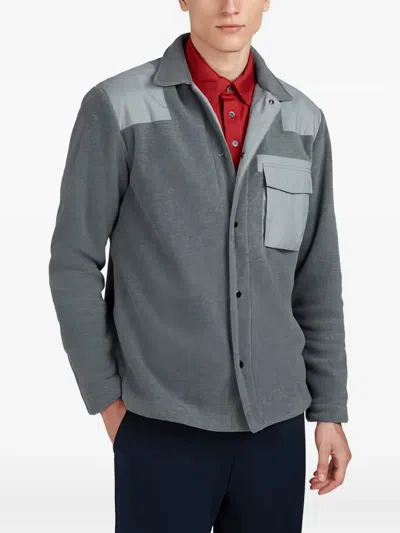 Paul & Shark Fleece Overshirt With Technical Fabric Inserts In Gray