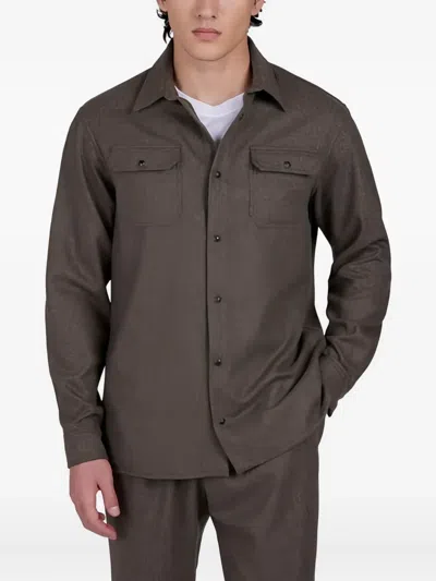 Paul & Shark Wool Blend Overshirt In Brown