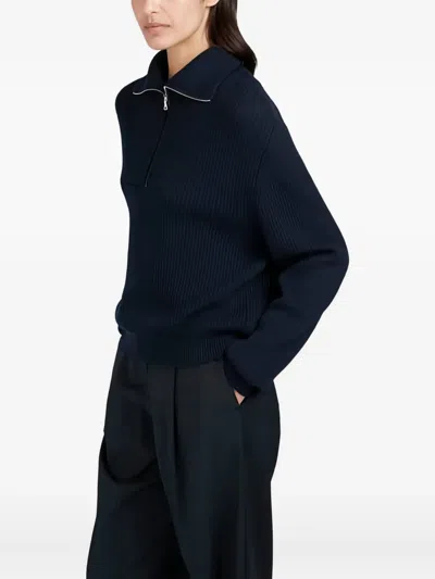 Paul & Shark Merino Extrafine Wool Half-zip Sweater In Blue