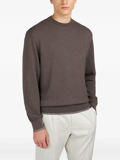 Paul & Shark Merino Extrafine Wool Crewneck Sweater In Brown