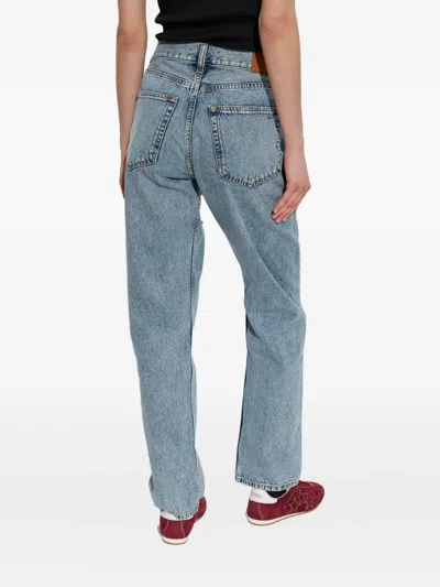 仿旧膝部细节牛仔裤