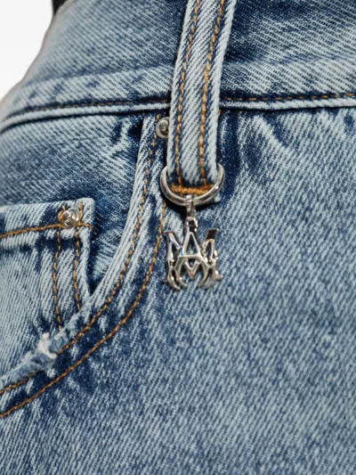 仿旧膝部细节牛仔裤