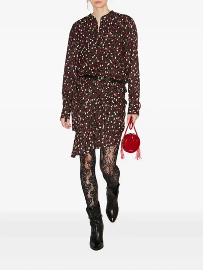 Isabel Marant Asymmetric Hem Mini Skirt With Polka Dots In Brown