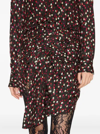 Isabel Marant Asymmetric Hem Mini Skirt With Polka Dots In Brown