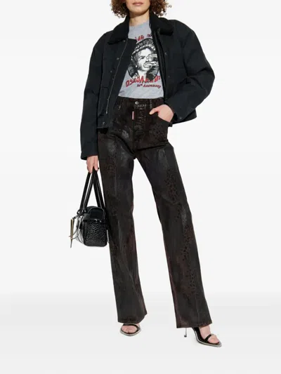 Dsquared2 Graphic Printed Crewneck T-shirt In Gray