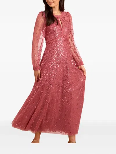 Needle & Thread Dappled Sequin Long Sleeve Ankle Gown In Multi