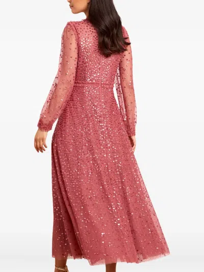Needle & Thread Dappled Sequin Long Sleeve Ankle Gown In Multi