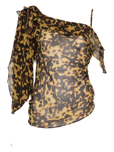 Christopher Esber Ruffle-trimmed Drape Top In Gray