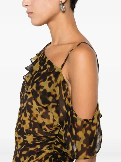 Christopher Esber Ruffle-trimmed Drape Top In Gray