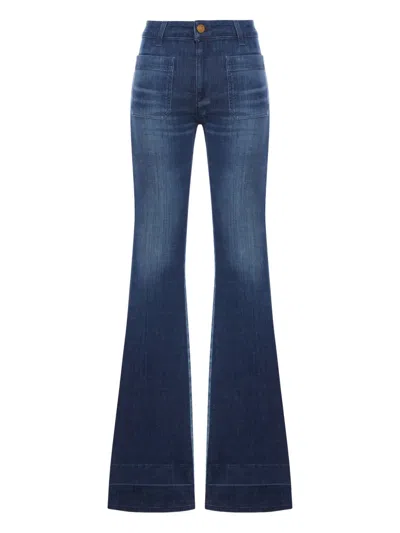 口袋细节喇叭牛仔裤