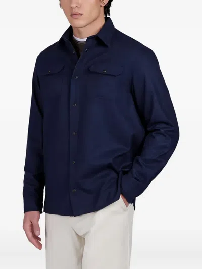 Paul & Shark Tailored Jacket With Chest Pockets And Long Sleeves In Blue