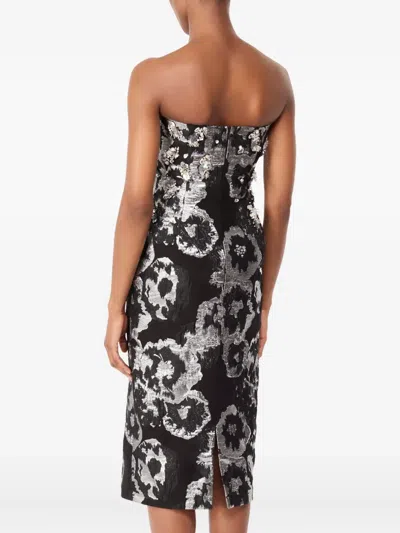 Jenny Packham Black Lotus Floral-print Embellished Midi Dress In Black