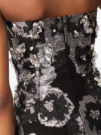 Jenny Packham Black Lotus Floral-print Embellished Midi Dress In Black