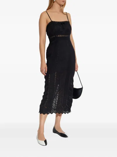 Loveshackfancy Celadine Lace-insert Midi Dress In Black