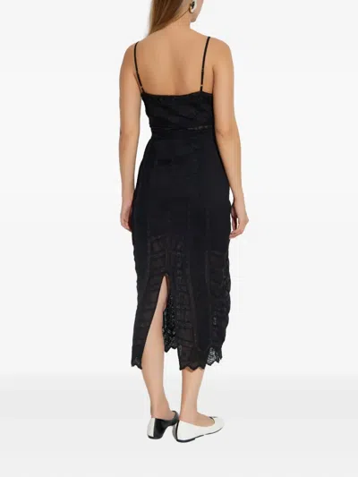 Loveshackfancy Celadine Lace-insert Midi Dress In Black