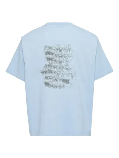 We11 Done Light Beige Coding Teddy T-shirt In Blue
