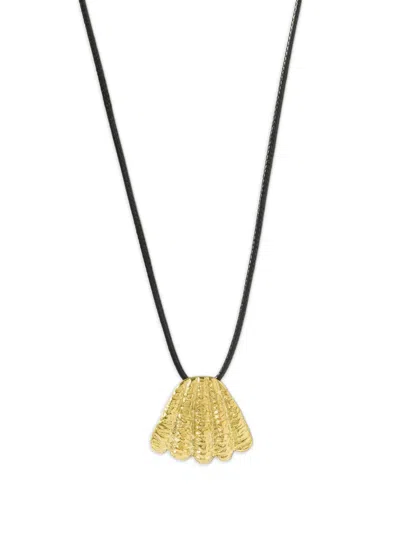 Ysso Whisper Of The Wind Gold-plated And Cord Necklace In Black