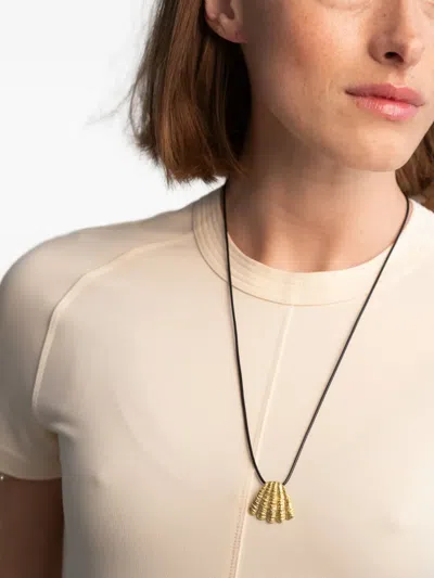 Ysso Whisper Of The Wind Gold-plated And Cord Necklace In Black