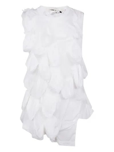 Comme Des Garçons Textured Sleeveless Crew Neck Blouse In White