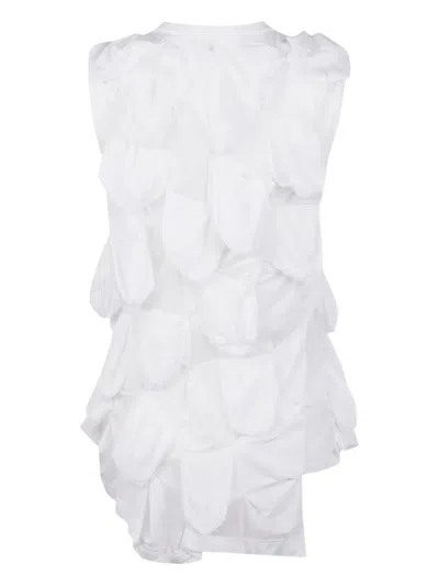 Comme Des Garçons Textured Sleeveless Crew Neck Blouse In White
