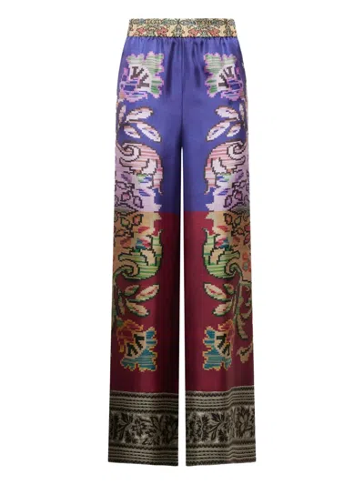 Pierre-louis Mascia Floral-patterned Silk Trousers In Multi