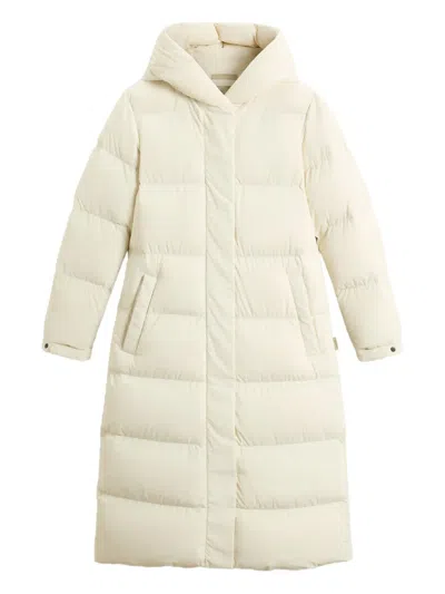 Woolrich Cloud Long Down Jacket In Stretch Nylon With A Matte Finish In Neutral