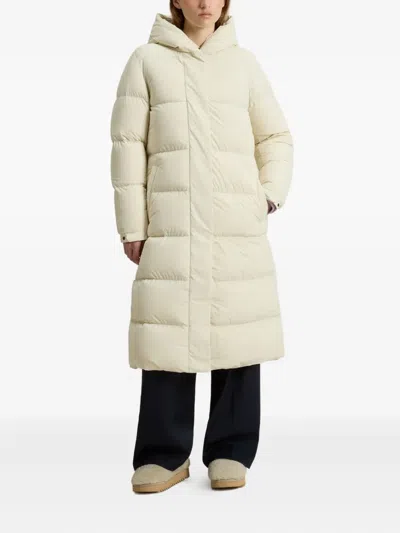 Woolrich Cloud Long Down Jacket In Stretch Nylon With A Matte Finish In Neutral