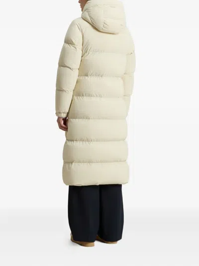 Woolrich Cloud Long Down Jacket In Stretch Nylon With A Matte Finish In Neutral