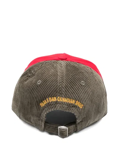 Dsquared2 Patch-detail Corduroy Baseball Cap In Red