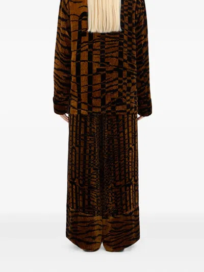 Pierre-louis Mascia Tiger-print Double-breasted Jacket In Brown