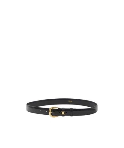 Celine Adjustable 25mm Belt Gold-tone Buckle In Black