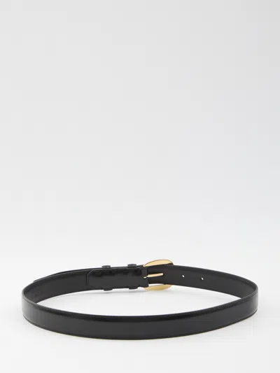 Celine Adjustable 25mm Belt Gold-tone Buckle In Black