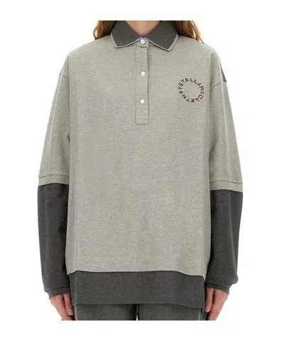 Stella Mccartney Oversized Polo Shirt Collared Neck In Multi