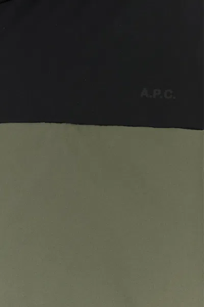 A.p.c. Sage Green Stretch Polyester Reversible Padded Jacket In Green