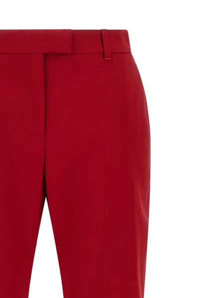 Alexander Mcqueen Stretch Wool Gabardine Trousers In Red