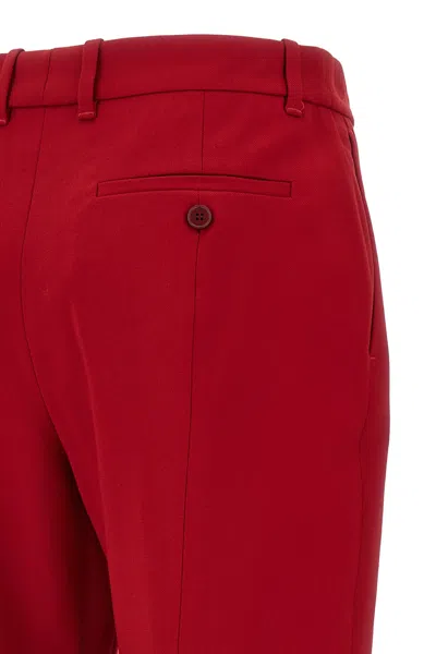 Alexander Mcqueen Stretch Wool Gabardine Trousers In Red