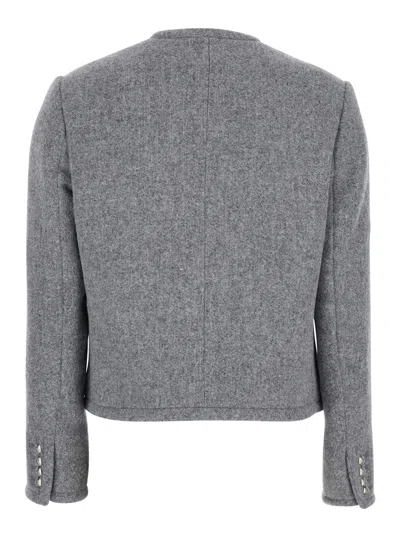Dunst Grey Crewneck Jacket With Buttons On The Front In Gray