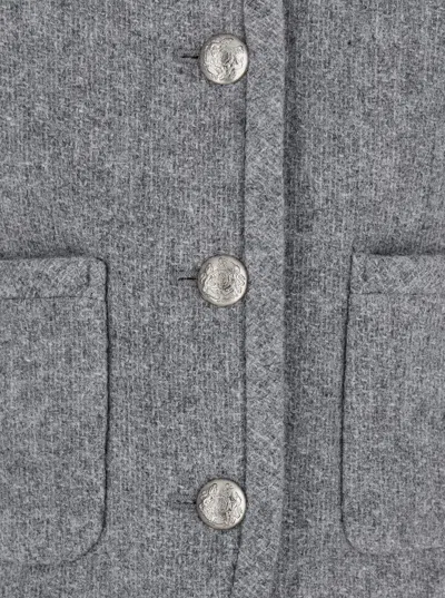 Dunst Grey Crewneck Jacket With Buttons On The Front In Gray