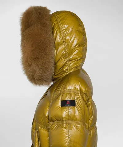 Peuterey Shiny Nylon Ripstop Down Jacket In Gold