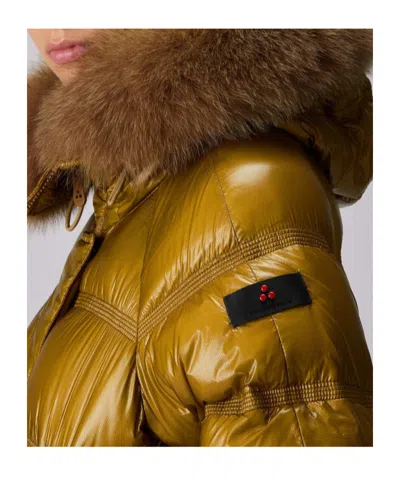 Peuterey Shiny Nylon Ripstop Down Jacket In Gold