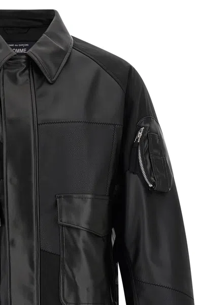 Comme Des Garçons Panel Construction Bomber Jacket In Black
