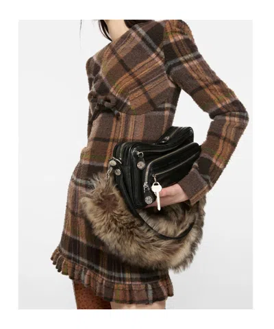 Acne Studios Delfin Plaid Long Sleeve Wool Blend Minidress In Neutral