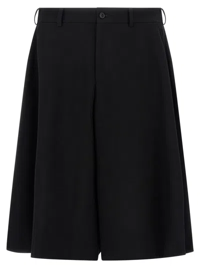 Comme Des Garçons Bermuda Shorts With Pleated Design And Pockets In Black
