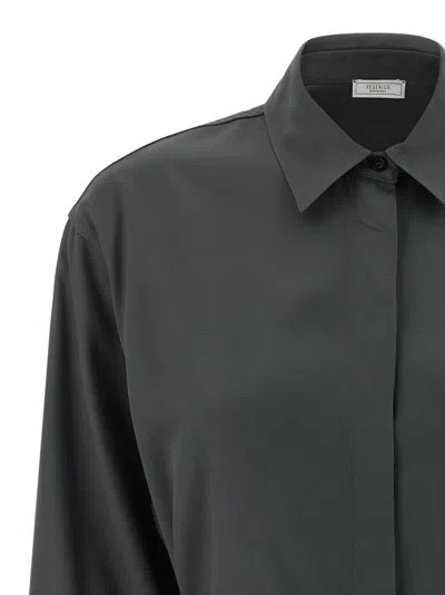 Peserico Fluid Viscose Twill Shirt With Jewel-detail Cuffs In Black