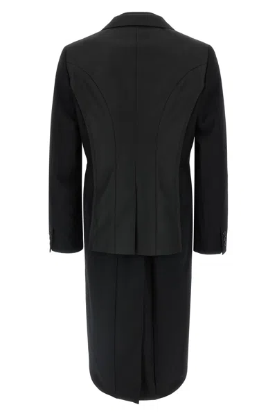 Comme Des Garçons Tailcoat Style Double Layer Blazer In Black