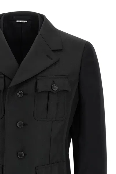 Comme Des Garçons Tailcoat Style Double Layer Blazer In Black