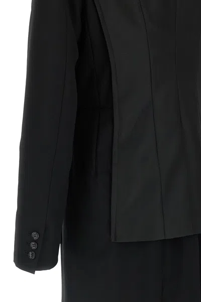 Comme Des Garçons Tailcoat Style Double Layer Blazer In Black